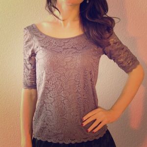 American Eagle Purple Lace 3/4 sleeve top